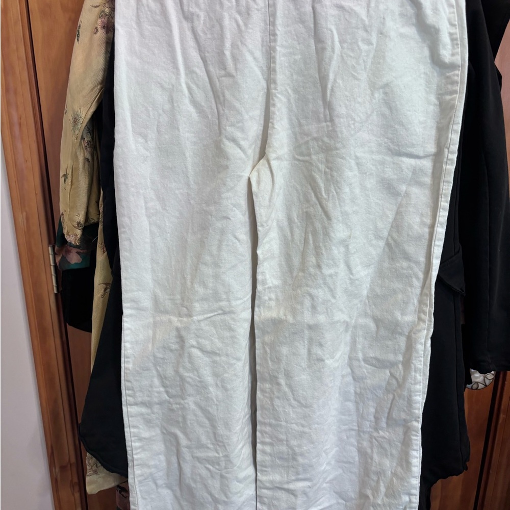 Elegant White Straight Leg Women's Pants